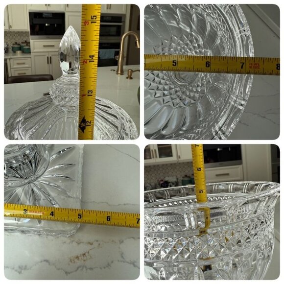 Vintage Shannon By Godinger Brandon Crystal Urn With Lid Footed Bowl 2 Piece 15" - Picture 8 of 9